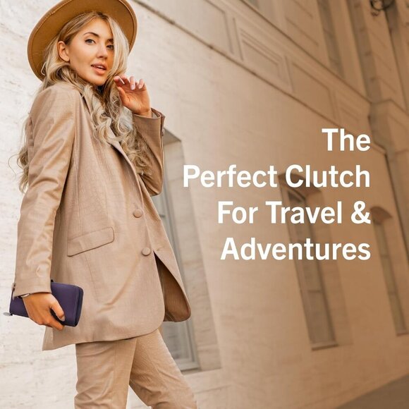 Be Shore Zip Around Wallet for Women RFID Vegan Leather Clutch, Bifold Organizer - Picture 6 of 7